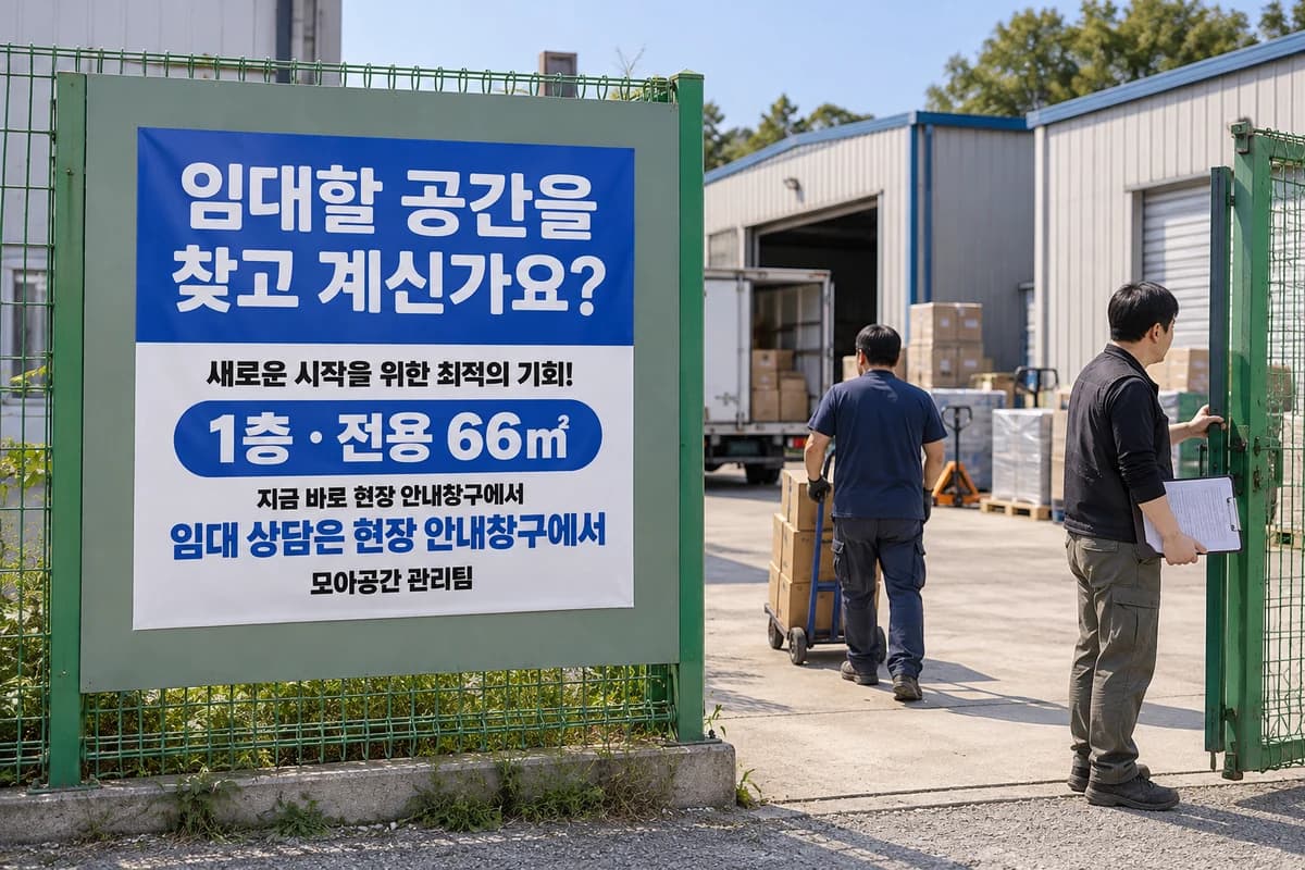 상가 임대 현수막 활용 예시 — 작은 공간에 붙이기 (90×90cm)