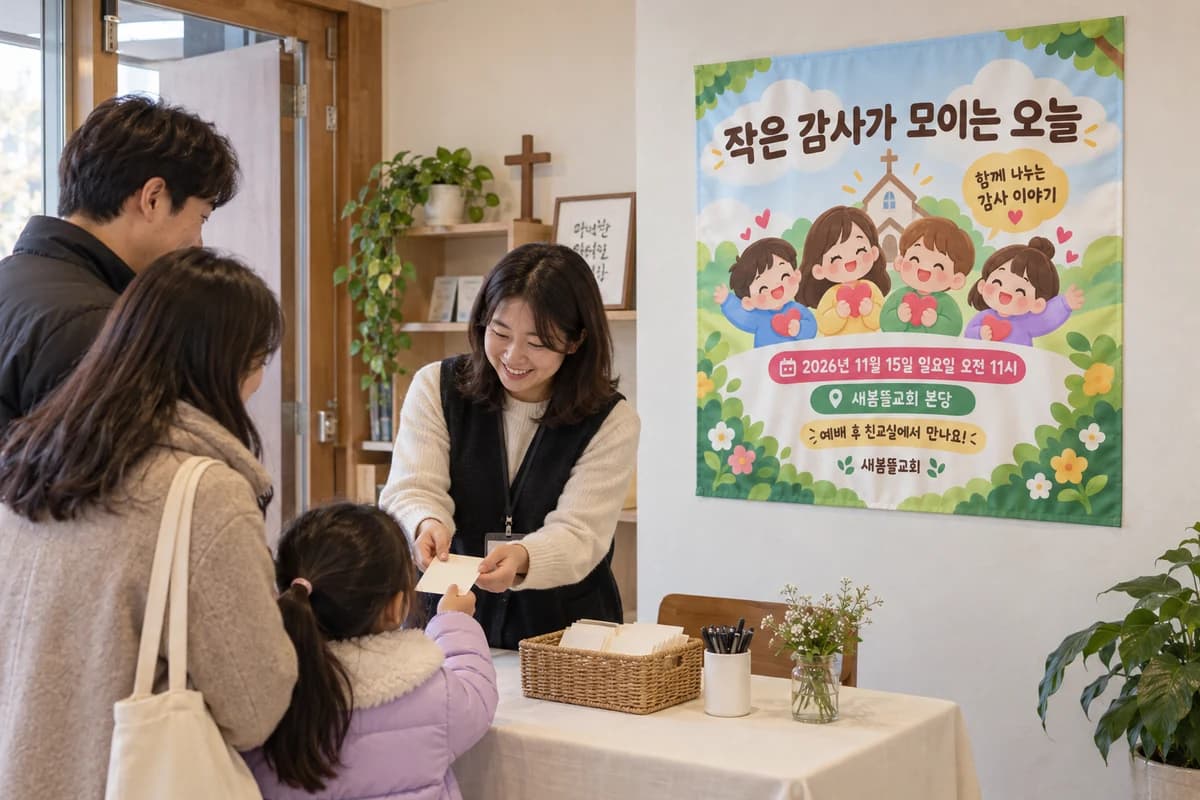 추수감사절 현수막 활용 예시 — 작은 공간에 붙이기 (90×90cm)
