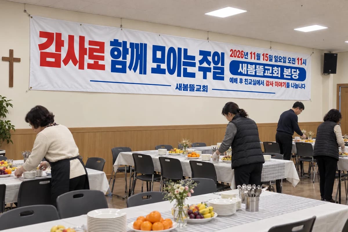 추수감사절 현수막 활용 예시 — 넓은 공간에 걸기 (500×90cm)
