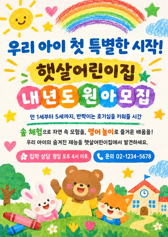 색종이 크레파스 스타일로 만든 예시