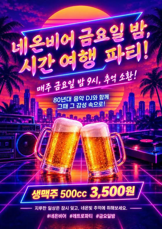 신스웨이브 스타일로 만든 예시