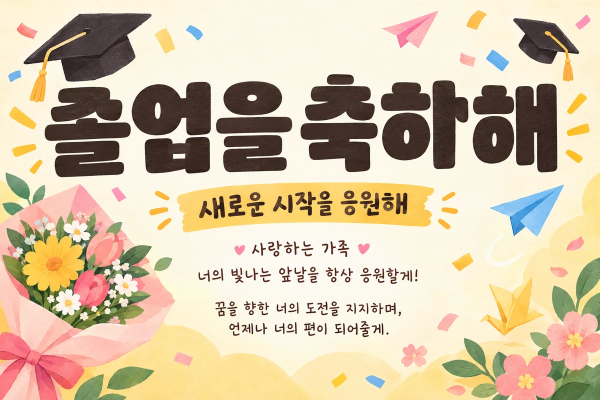 졸업을 축하해 문구를 크게 배치한 120×80cm 디지털 시안